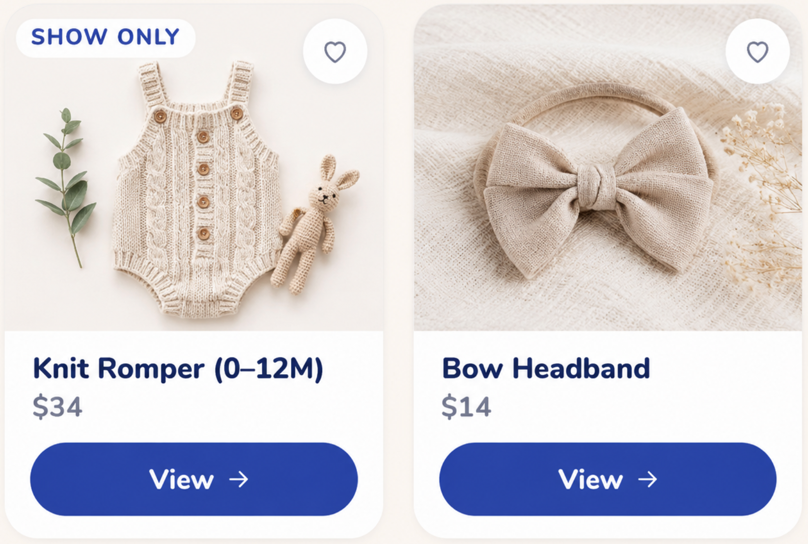 Featured products — items attendees can view and buy