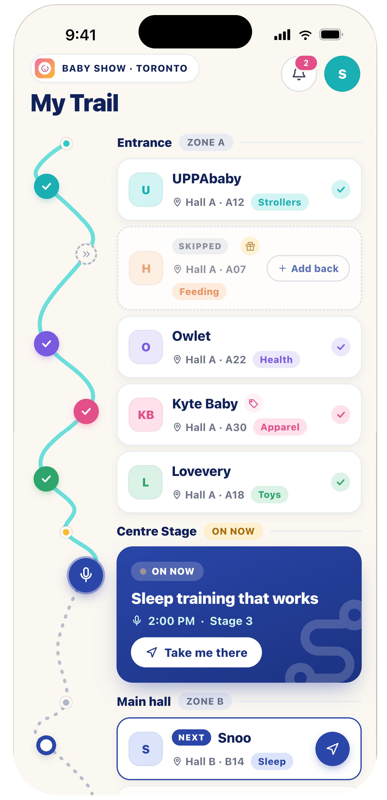 ShowTrail ‘My Trail’ — your saved booths and plan for The Baby Show
